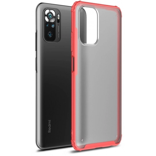 Xiaomi Poco M5s Kılıf Volks Serisi Kenarları Silikon Arkası Şeffaf Sert Kapak - Kırmızı