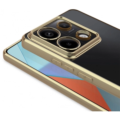 Xiaomi Poco M6 Pro 4G Kılıf Kamera Lens Korumalı Şeffaf Renkli Logo Gösteren Parlak Kapak - Lila