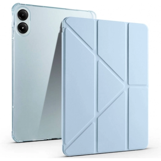 Xiaomi Poco Pad Tablet Kılıfı Standlı Tri Folding Kalemlikli Silikon Smart Cover - Mavi