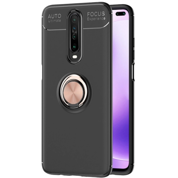 Xiaomi Poco X2 Kılıf Renkli Silikon Yüzüklü Standlı Auto Focus Ravel Kapak - Rose Gold