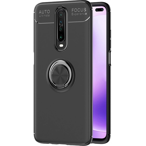 Xiaomi Poco X2 Kılıf Renkli Silikon Yüzüklü Standlı Auto Focus Ravel Kapak - Siyah