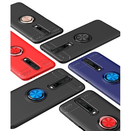 Xiaomi Poco X2 Kılıf Renkli Silikon Yüzüklü Standlı Auto Focus Ravel Kapak - Siyah