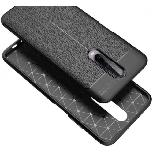 Xiaomi Poco X2 Kılıf Deri Görünümlü Lüks Parmak İzi Bırakmaz Niss Silikon Kapak - Lacivert