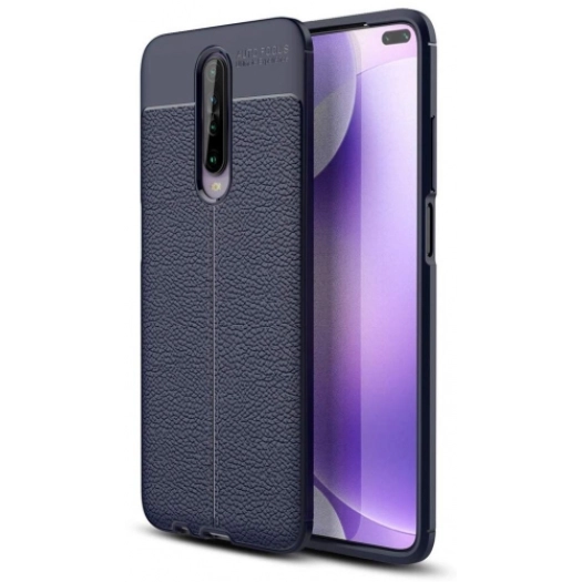 Xiaomi Poco X2 Kılıf Deri Görünümlü Lüks Parmak İzi Bırakmaz Niss Silikon Kapak - Lacivert