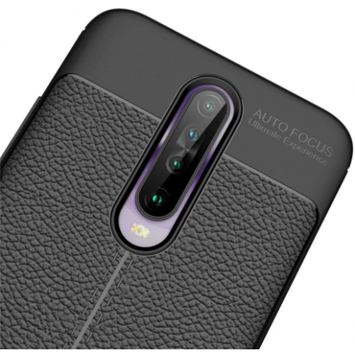 Xiaomi Poco X2 Kılıf Deri Görünümlü Lüks Parmak İzi Bırakmaz Niss Silikon Kapak - Lacivert