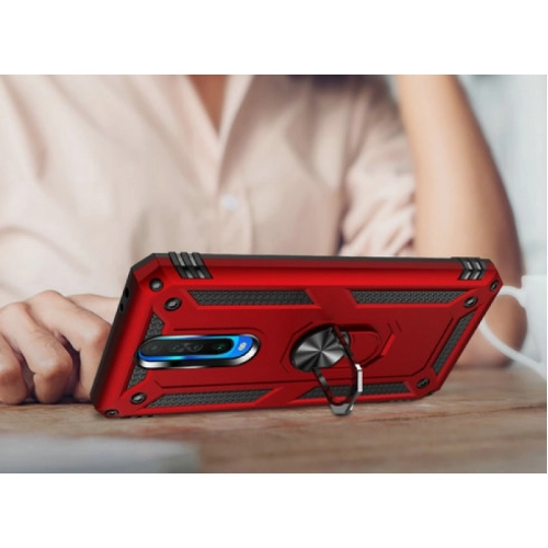 Xiaomi Poco X2 Kılıf Silikon Zırhlı Standlı Yüzüklü Mıknatıslı Tank Kapak - Gri