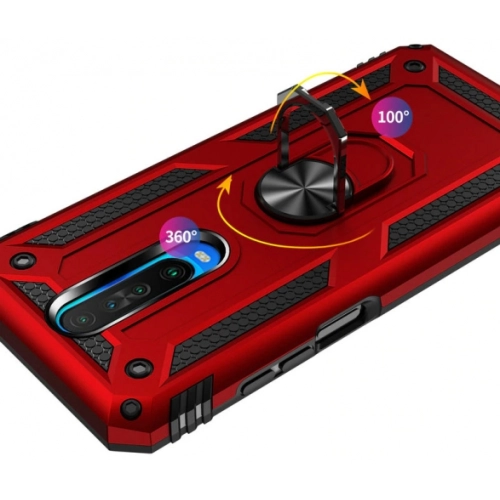 Xiaomi Poco X2 Kılıf Silikon Zırhlı Standlı Yüzüklü Mıknatıslı Tank Kapak - Gri