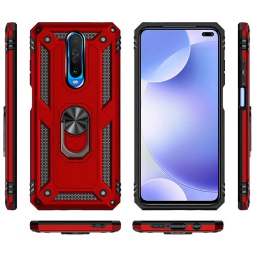 Xiaomi Poco X2 Kılıf Silikon Zırhlı Standlı Yüzüklü Mıknatıslı Tank Kapak - Lacivert