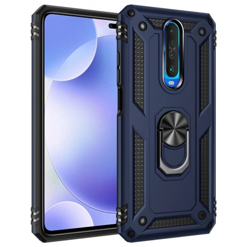 Xiaomi Poco X2 Kılıf Silikon Zırhlı Standlı Yüzüklü Mıknatıslı Tank Kapak - Lacivert