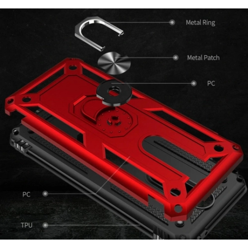 Xiaomi Poco X2 Kılıf Silikon Zırhlı Standlı Yüzüklü Mıknatıslı Tank Kapak - Siyah