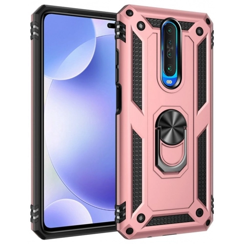 Xiaomi Poco X2 Kılıf Silikon Zırhlı Standlı Yüzüklü Mıknatıslı Tank Kapak - Siyah