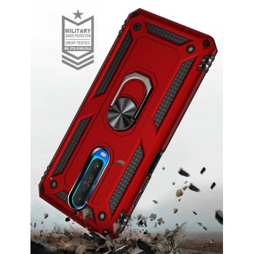 Xiaomi Poco X2 Kılıf Silikon Zırhlı Standlı Yüzüklü Mıknatıslı Tank Kapak - Siyah