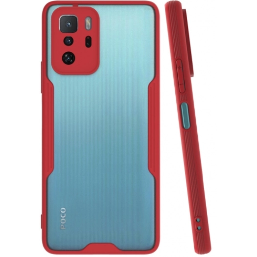 Xiaomi Poco X3 GT Kılıf Renkli Silikon Kamera Lens Korumalı Şeffaf Parfe Kapak - Kırmızı