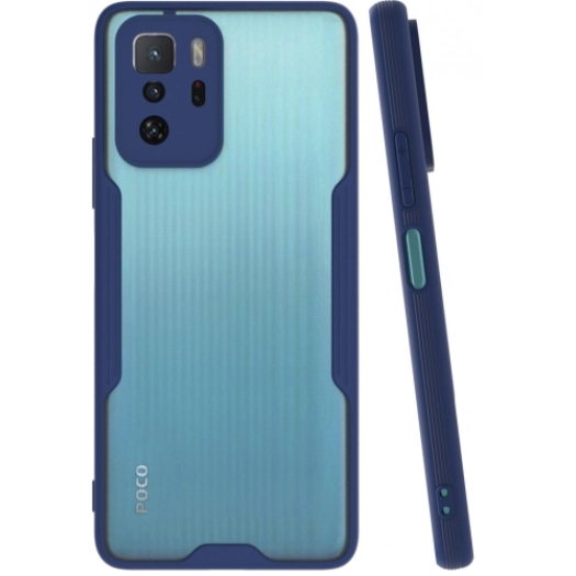 Xiaomi Poco X3 GT Kılıf Renkli Silikon Kamera Lens Korumalı Şeffaf Parfe Kapak - Lacivert