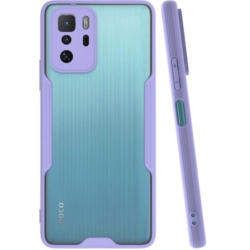 Xiaomi Poco X3 GT Kılıf Renkli Silikon Kamera Lens Korumalı Şeffaf Parfe Kapak - Lila