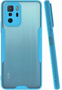 Xiaomi Poco X3 GT Kılıf Kamera Lens Korumalı Arkası Şeffaf Silikon Kapak - Mavi