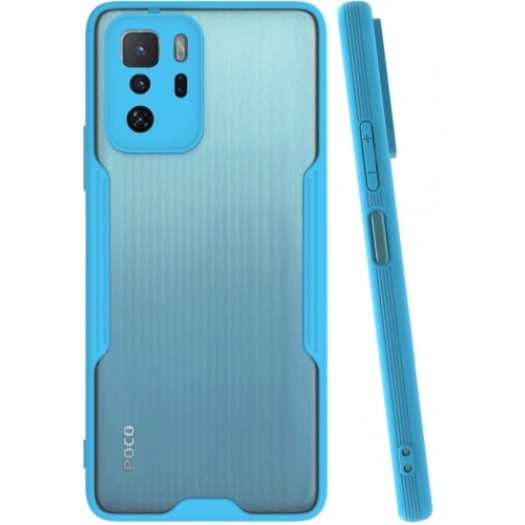 Xiaomi Poco X3 GT Kılıf Renkli Silikon Kamera Lens Korumalı Şeffaf Parfe Kapak - Mavi