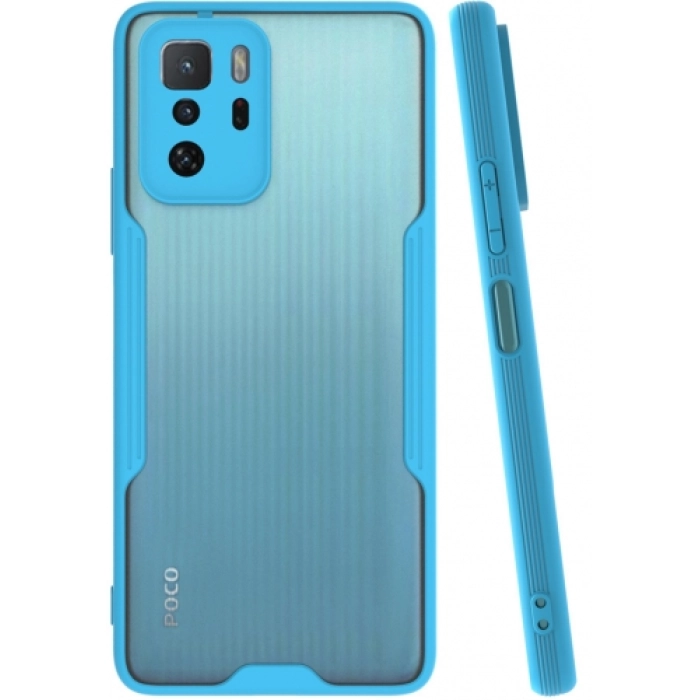 Xiaomi Poco X3 GT Kılıf Renkli Silikon Kamera Lens Korumalı Şeffaf Parfe Kapak - Mavi