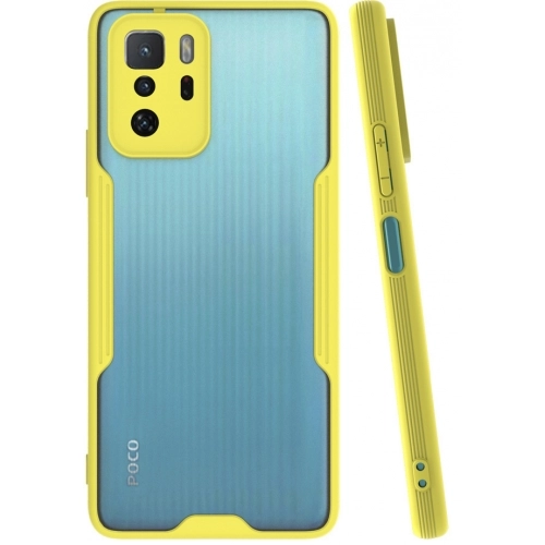 Xiaomi Poco X3 GT Kılıf Renkli Silikon Kamera Lens Korumalı Şeffaf Parfe Kapak - Sarı