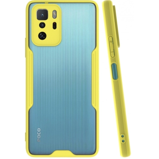 Xiaomi Poco X3 GT Kılıf Renkli Silikon Kamera Lens Korumalı Şeffaf Parfe Kapak - Sarı