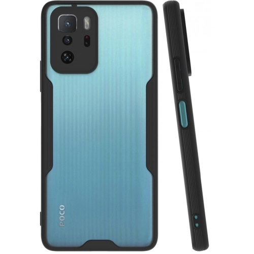 Xiaomi Poco X3 GT Kılıf Renkli Silikon Kamera Lens Korumalı Şeffaf Parfe Kapak - Siyah