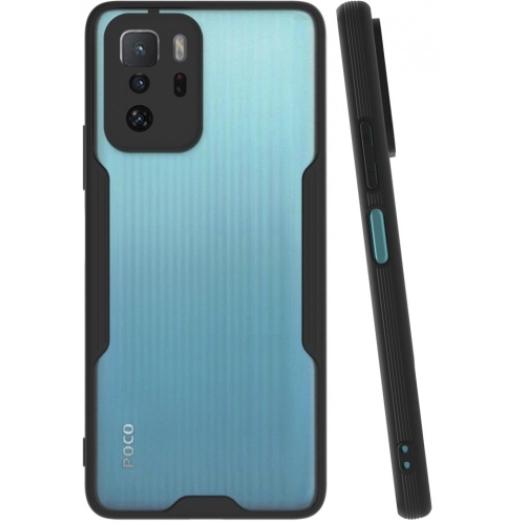 Xiaomi Poco X3 GT Kılıf Renkli Silikon Kamera Lens Korumalı Şeffaf Parfe Kapak - Siyah