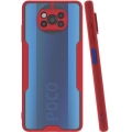 Xiaomi Poco X3 NFC Kılıf Renkli Silikon Kamera Lens Korumalı Şeffaf Parfe Kapak - Kırmızı