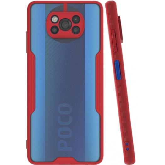 Xiaomi Poco X3 NFC Kılıf Renkli Silikon Kamera Lens Korumalı Şeffaf Parfe Kapak - Kırmızı