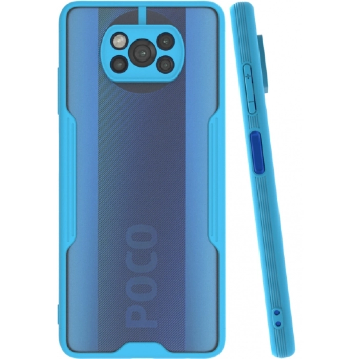 Xiaomi Poco X3 Pro Kılıf Renkli Silikon Kamera Lens Korumalı Şeffaf Parfe Kapak - Mavi