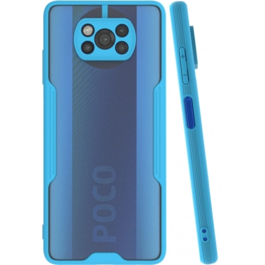 Xiaomi Poco X3 NFC Kılıf Renkli Silikon Kamera Lens Korumalı Şeffaf Parfe Kapak - Mavi