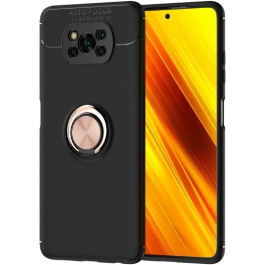 Xiaomi Poco X3 NFC Kılıf Renkli Silikon Yüzüklü Standlı Auto Focus Ravel Kapak - Rose Gold