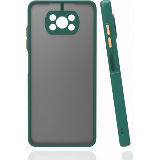 Xiaomi Poco X3 NFC Kılıf Kamera Korumalı Arkası Şeffaf Mat Silikon Kapak - Koyu Yeşil