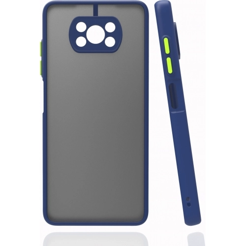 Xiaomi Poco X3 NFC Kılıf Kamera Korumalı Arkası Şeffaf Mat Silikon Kapak - Lacivert