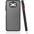 Xiaomi Poco X3 NFC Kılıf Kamera Korumalı Arkası Şeffaf Mat Silikon Kapak - Siyah