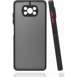 Xiaomi Poco X3 NFC Kılıf Kamera Korumalı Arkası Şeffaf Mat Silikon Kapak - Siyah
