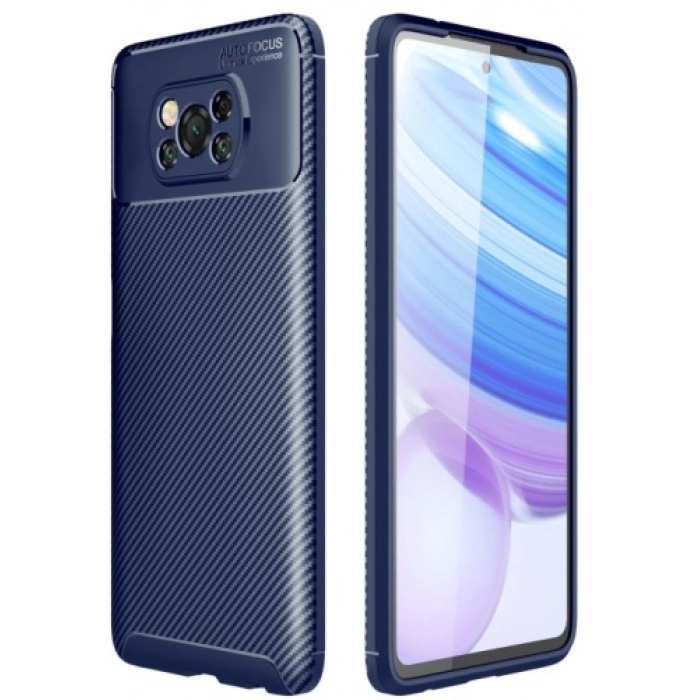 Xiaomi Poco X3 NFC Kılıf Silikon Parmak İzi Bırakmayan Karbon Soft Negro Kapak - Lacivert