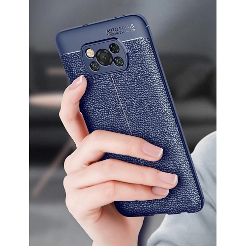 Xiaomi Poco X3 NFC Kılıf Deri Görünümlü Lüks Parmak İzi Bırakmaz Niss Silikon Kapak - Siyah