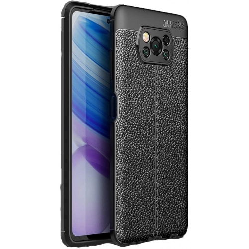 Xiaomi Poco X3 NFC Kılıf Deri Görünümlü Lüks Parmak İzi Bırakmaz Niss Silikon Kapak - Siyah