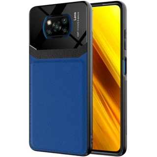 Xiaomi Poco X3 Pro Kılıf Deri Görünümlü Emiks Kapak - Mavi