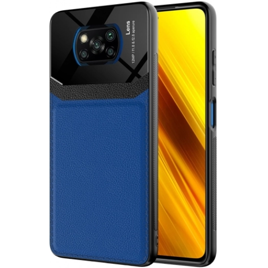 Xiaomi Poco X3 Pro Kılıf Deri Görünümlü Emiks Kapak - Mavi