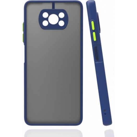 Xiaomi Poco X3 Pro Kılıf Kamera Korumalı Arkası Şeffaf Mat Silikon Kapak - Lacivert