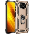 Xiaomi Poco X3 Pro Kılıf Silikon Zırhlı Standlı Yüzüklü Mıknatıslı Tank Kapak - Gold