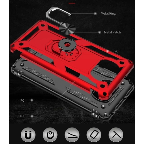 Xiaomi Poco X3 Pro Kılıf Silikon Zırhlı Standlı Yüzüklü Mıknatıslı Tank Kapak - Siyah