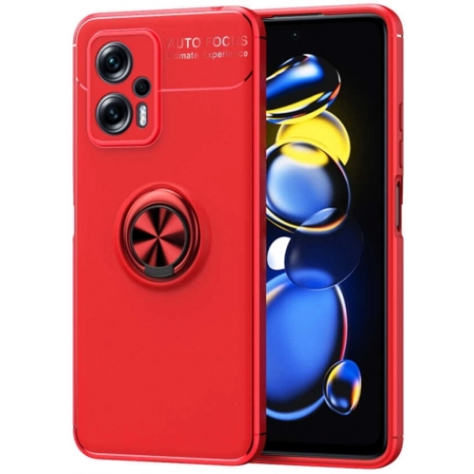 Xiaomi Poco X4 GT Kılıf Renkli Silikon Yüzüklü Standlı Auto Focus Ravel Kapak - Kırmızı