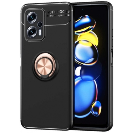 Xiaomi Poco X4 GT Kılıf Renkli Silikon Yüzüklü Standlı Auto Focus Ravel Kapak - Rose Gold