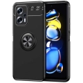 Xiaomi Poco X4 GT Kılıf Renkli Silikon Yüzüklü Standlı Auto Focus Ravel Kapak - Siyah