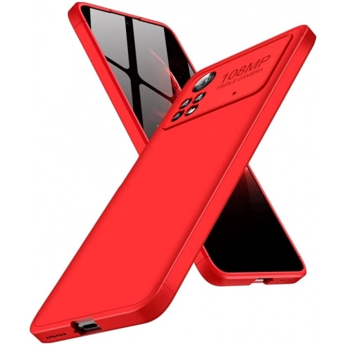 Xiaomi Poco X4 Pro Kılıf 3 Parçalı 360 Tam Korumalı Rubber AYS Kapak - Kırmızı