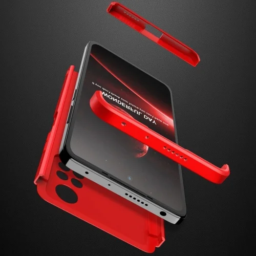 Xiaomi Poco X4 Pro Kılıf 3 Parçalı 360 Tam Korumalı Rubber AYS Kapak - Kırmızı