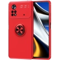 Xiaomi Poco X4 Pro Kılıf Renkli Silikon Yüzüklü Standlı Auto Focus Ravel Kapak - Kırmızı