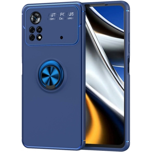 Xiaomi Poco X4 Pro Kılıf Renkli Silikon Yüzüklü Standlı Auto Focus Ravel Kapak - Mavi